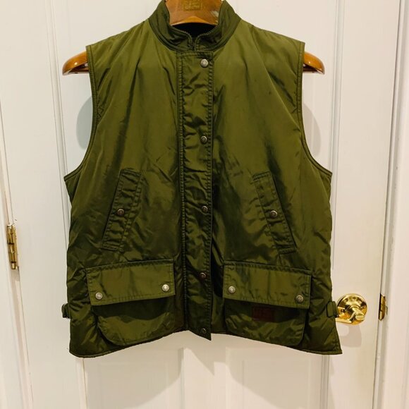 Lauren RL Ralph Lauren Vest Womens Medium Green Hunting Dog Print - Picture 10 of 12